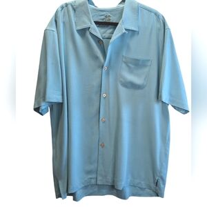 Tommy Bahama Silk Light Blue Casual Button Down Shirt Some Flaws